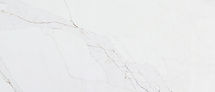 Close-up of Calacatta Abezzo quartz showing fine gray and gold veining detail