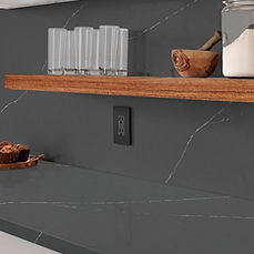 Soapstone Metropolis quartz countertop in modern industrial kitchen