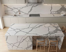 Statuario Lucia quartz countertop in a modern Toronto kitchen