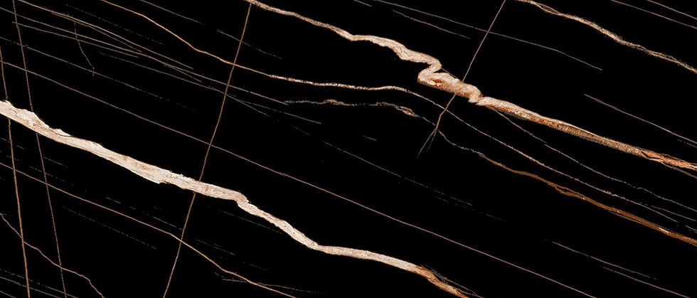 Nero Dorato porcelain slab, luminous gold veining on polished black, Toronto