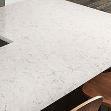 Carrara Mist quartz countertop in Scandinavian-style kitchen