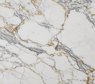 Calacatta marble in bright white with bold grey and gold veining