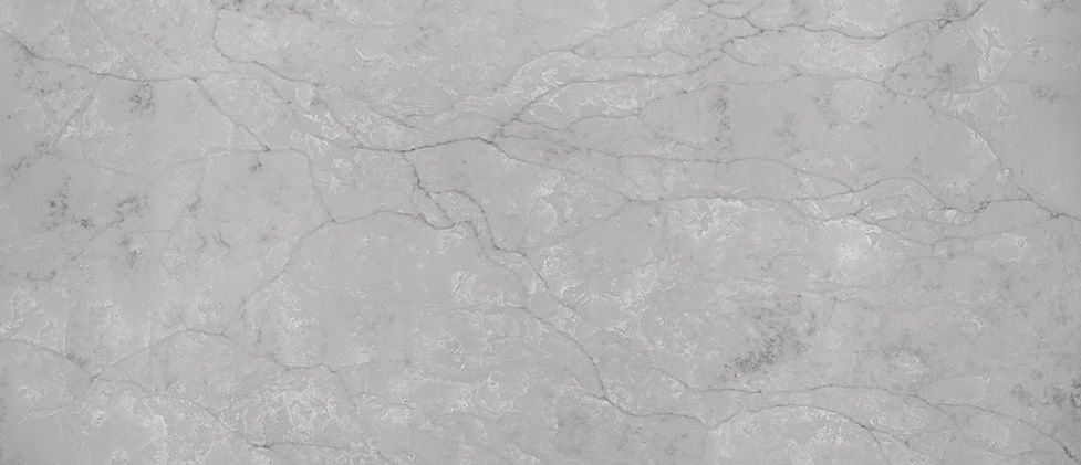 Calacatta Versailles quartz slab with flowing classic gray veining on warm white background