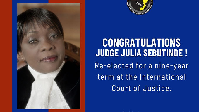 Congratulations to Judge Julia Sebutinde of the International Court of Justice.