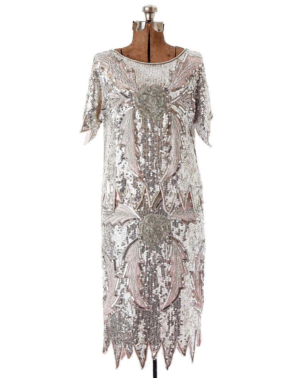 Vintage Silk Silver + Pink Sequin 2 Piece Set