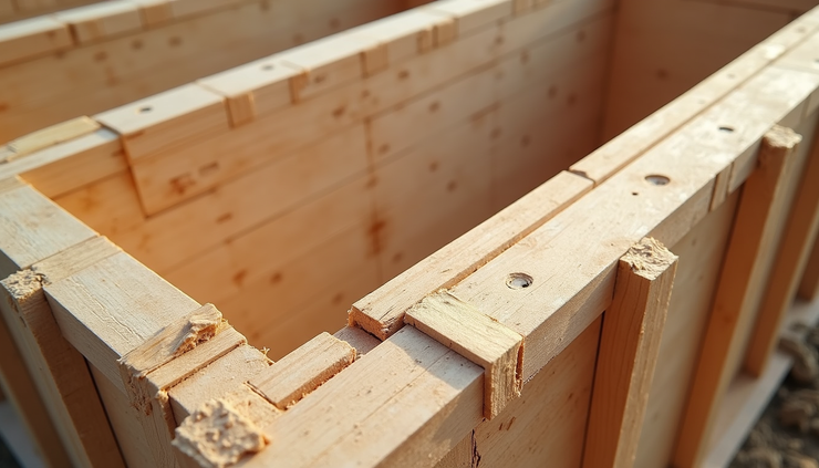 High angle view of shuttering formwork setup on construction site