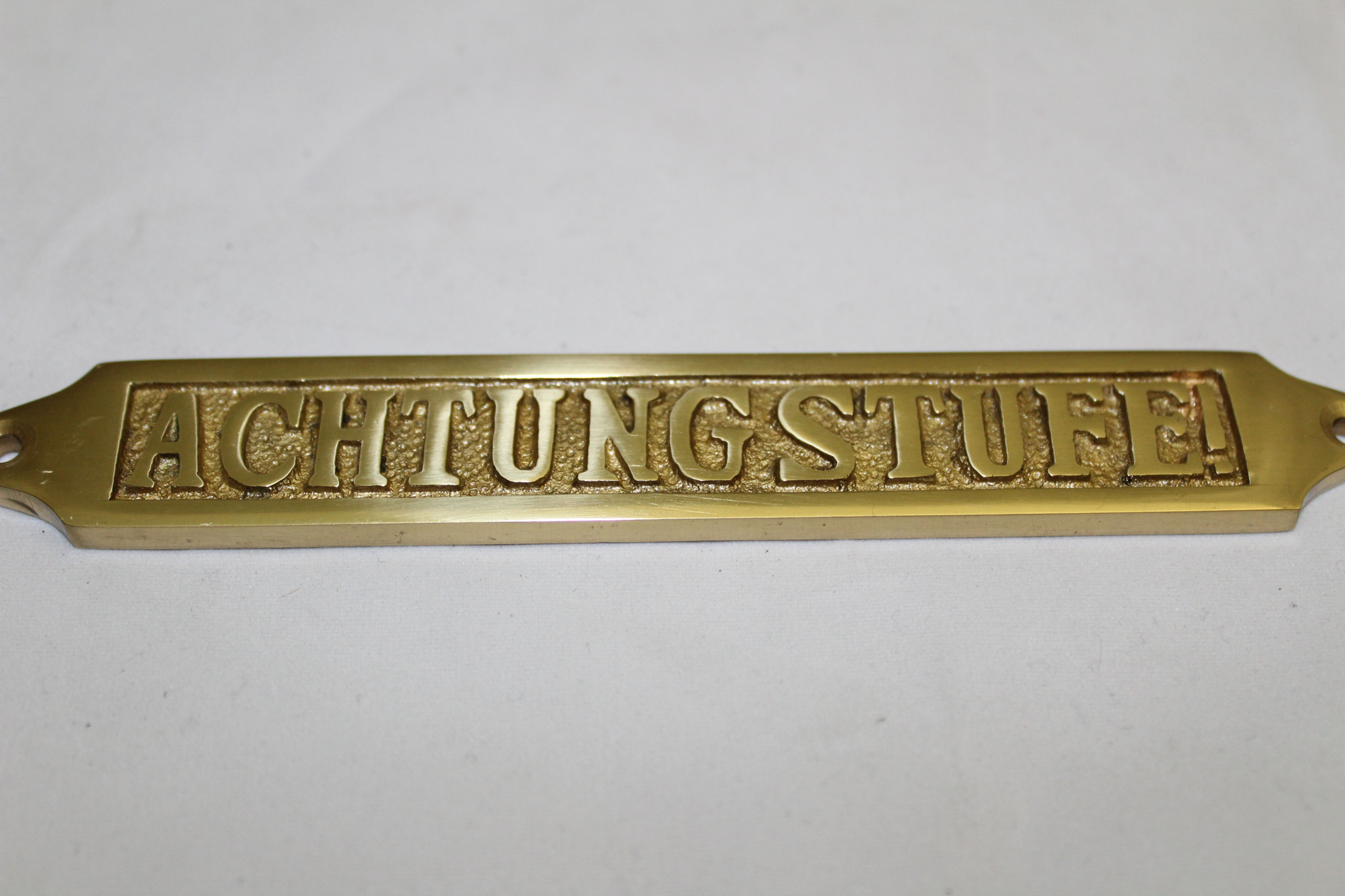 Brass (ACHTUNG STUFE) sign - J10