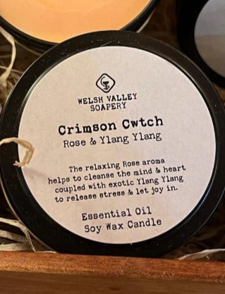 Thumbnail: Crimson Cwtch- Rose & Ylang Ylang Essential Oil Soy Wax Candle