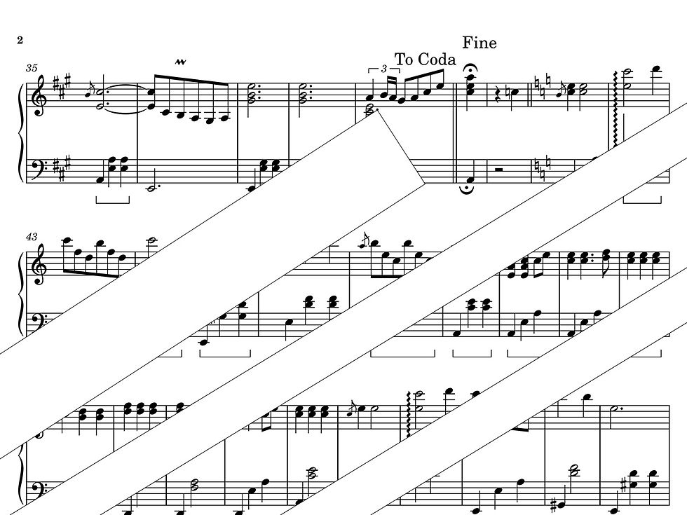 Abismo de Rosas de Américo Canhoto Jacomino – partitura para piano solo inspirada no repertório do violão brasileiro – página 2