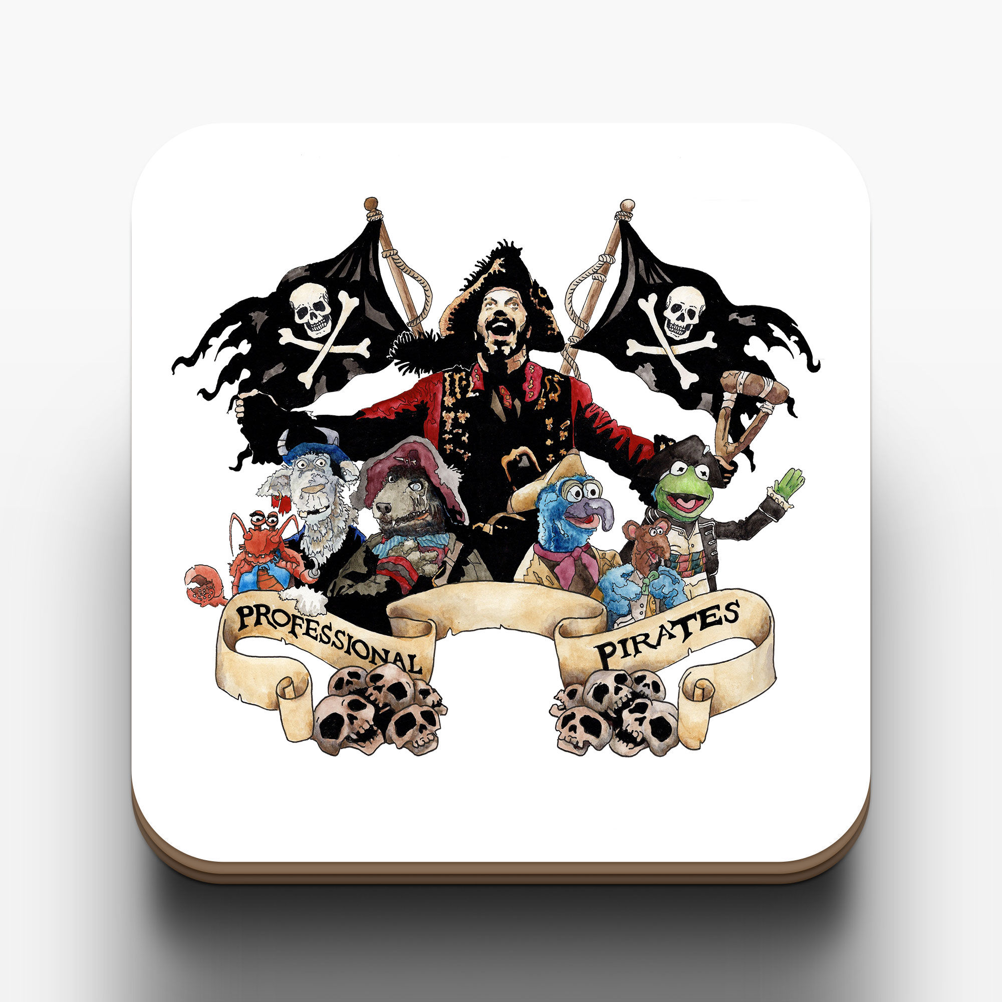 Professional Pirates Tim Curry with Kermit and the Muppets gang - Coaster