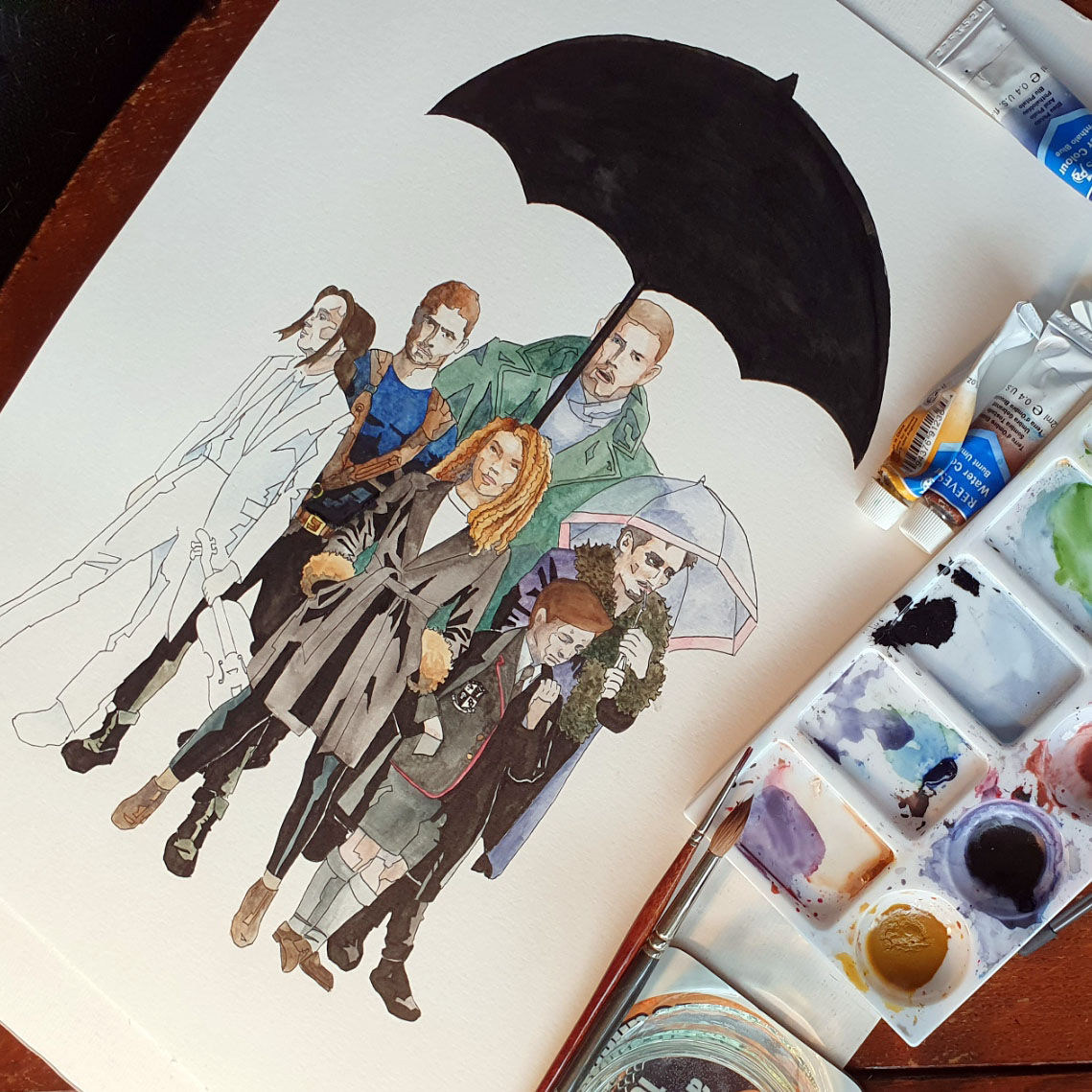 Original Piece - The Umbrella Academy in Watercolour