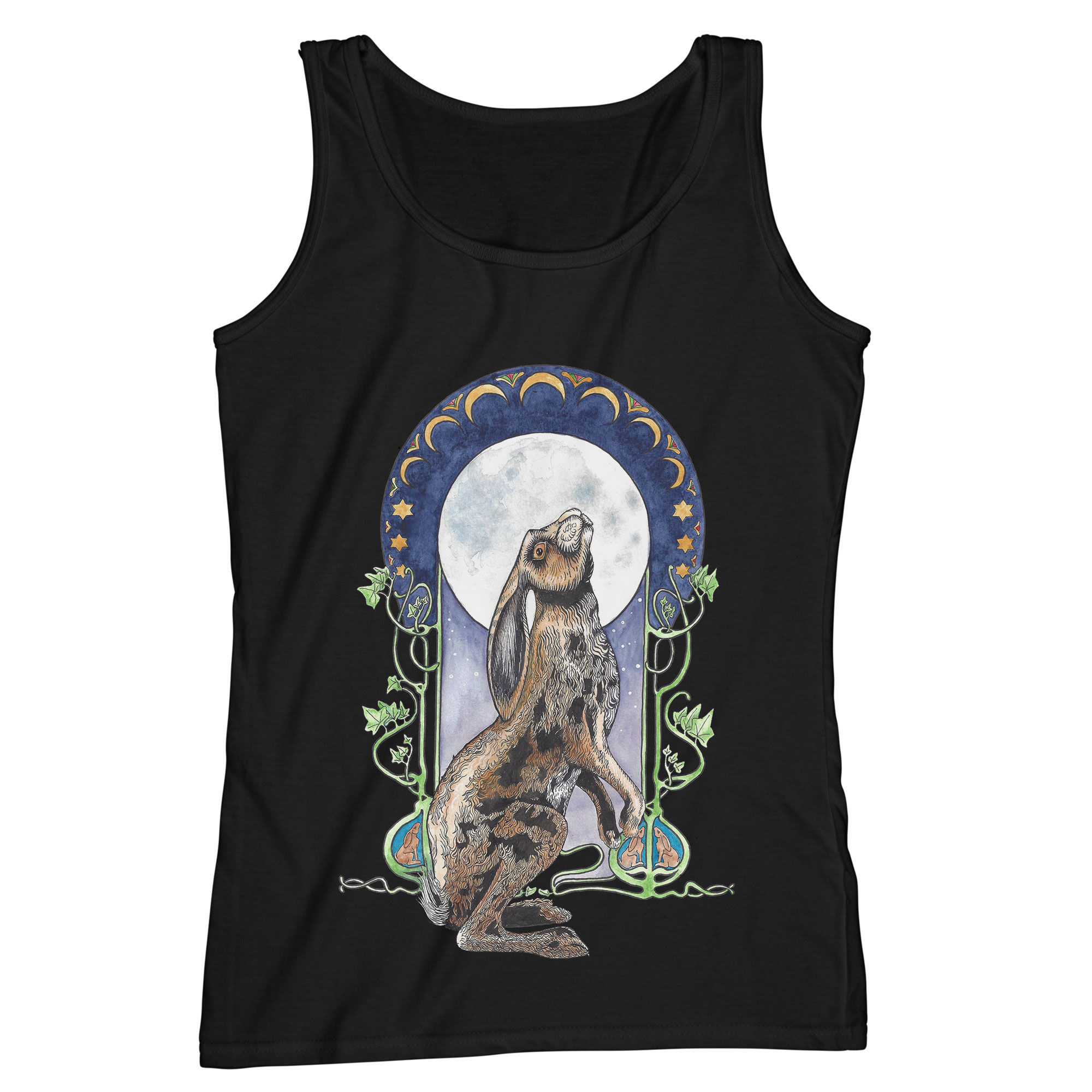 Moongazing Hare - British wildlife with an Art Nouveau twist