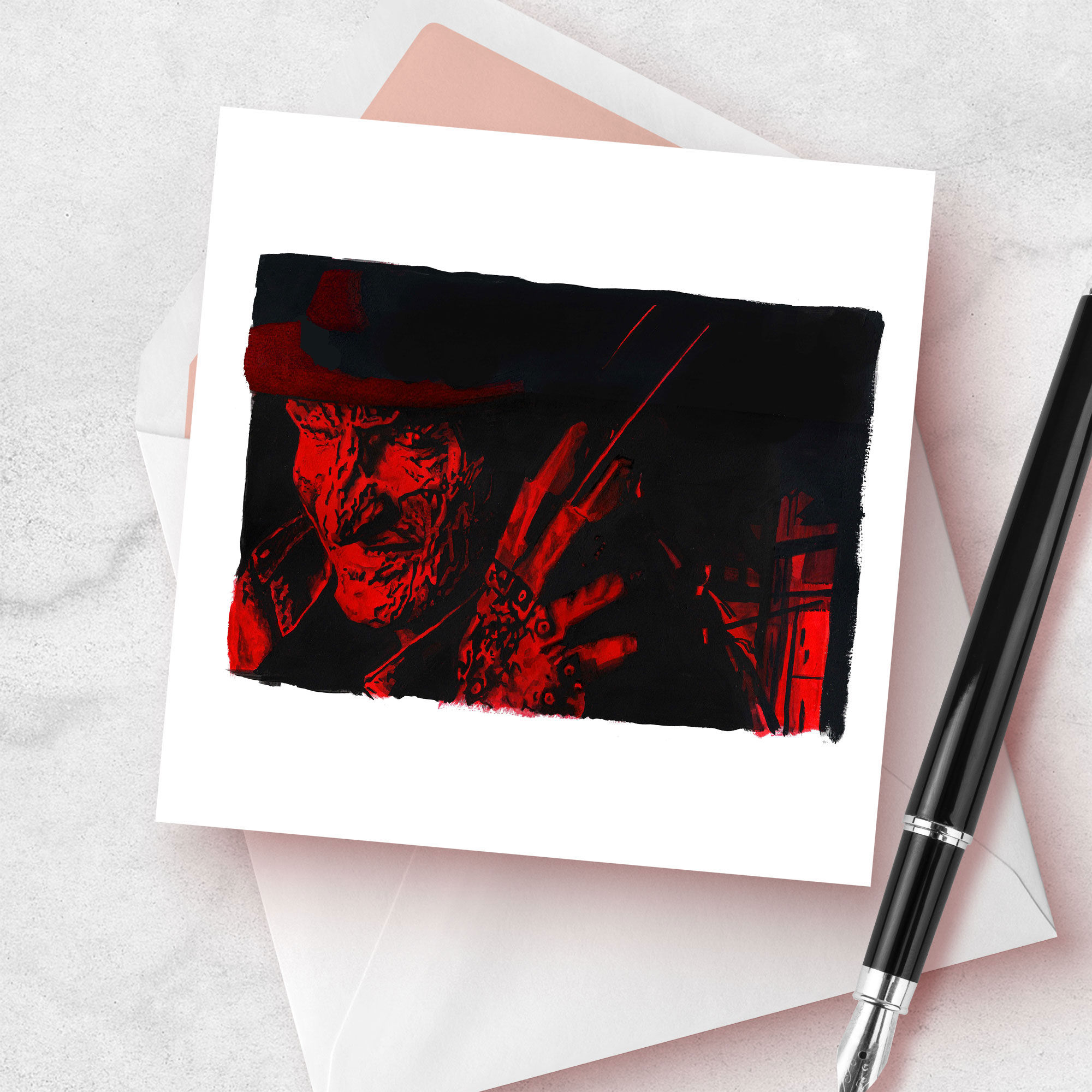 Blood soaked Freddy Krueger - Nightmare on Elm Street - card