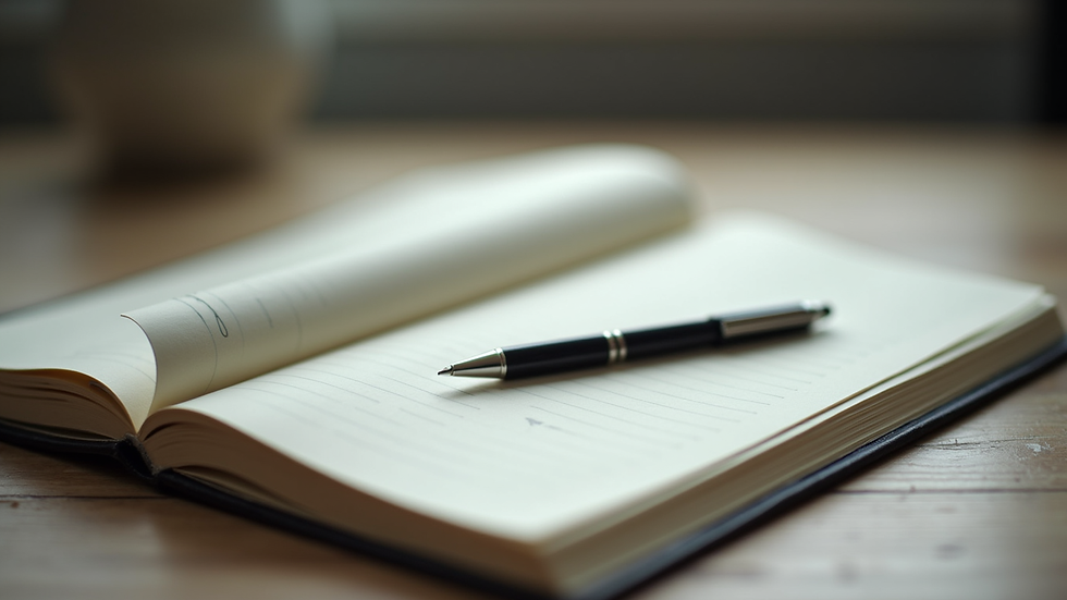 Vue en plongée d’un carnet ouvert avec un stylo, symbolisant la prise de notes et la réflexion personnelle