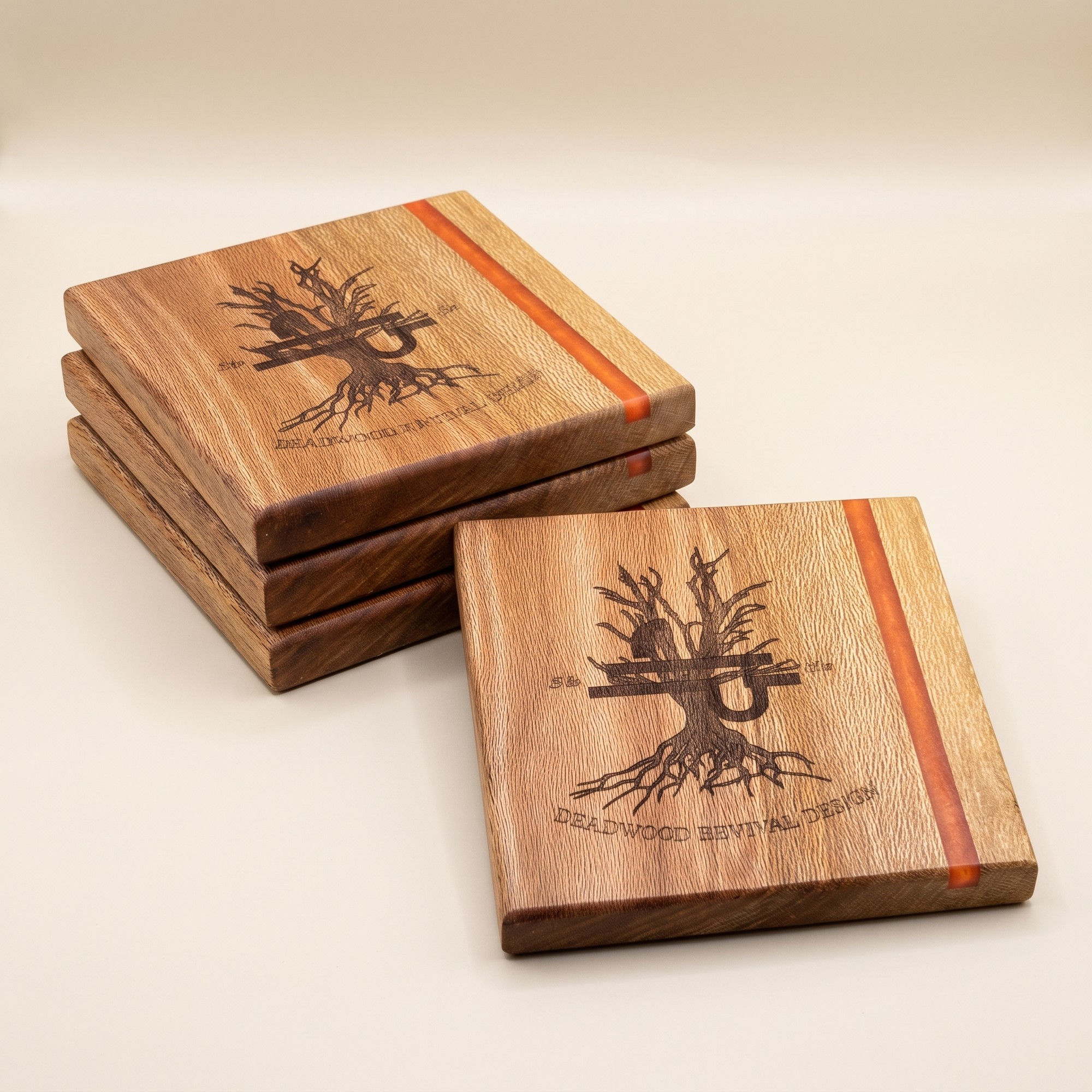 Deadwood Revival Design Emblem Coasters, Set of 4
