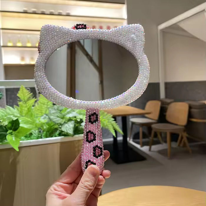 Thumbnail: Hello Kitty Pink Leopard Handle Mirror