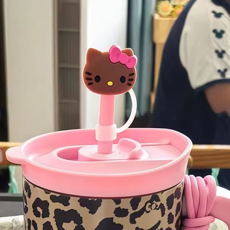 Thumbnail: Brown Hello Kitty Straw Dust-proof Cap