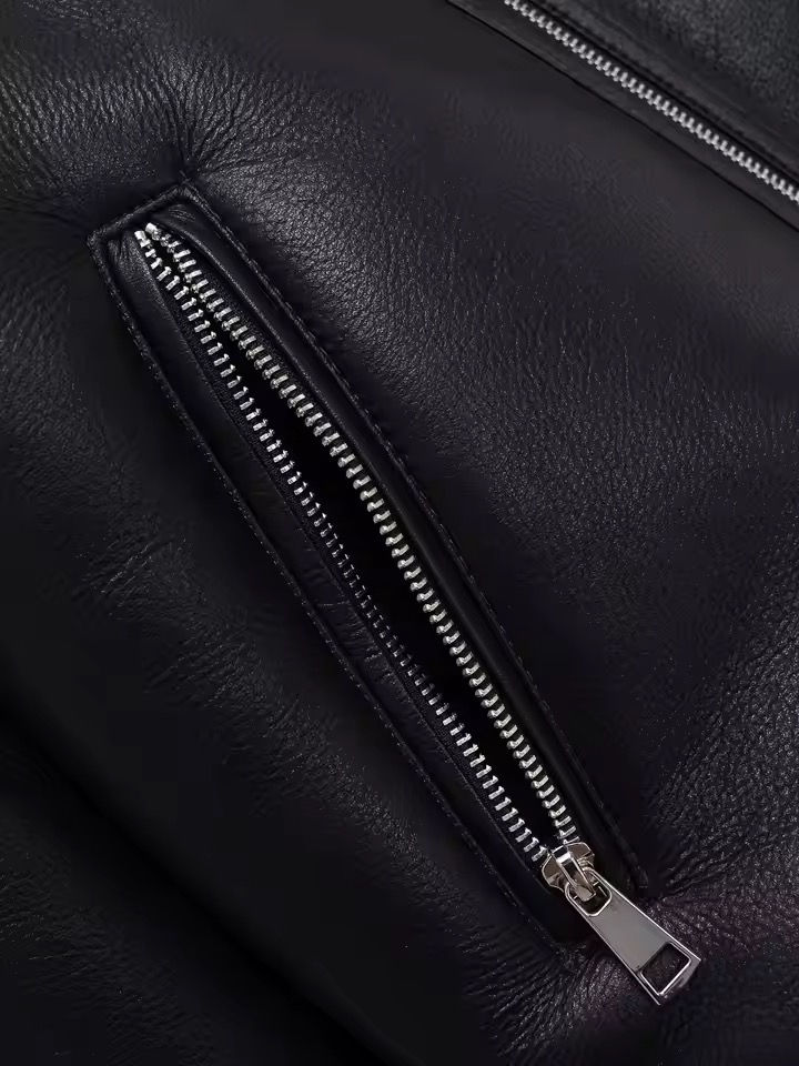 Thumbnail: European Style Faux Leather Jacket – High Neck Winter Chic Coat