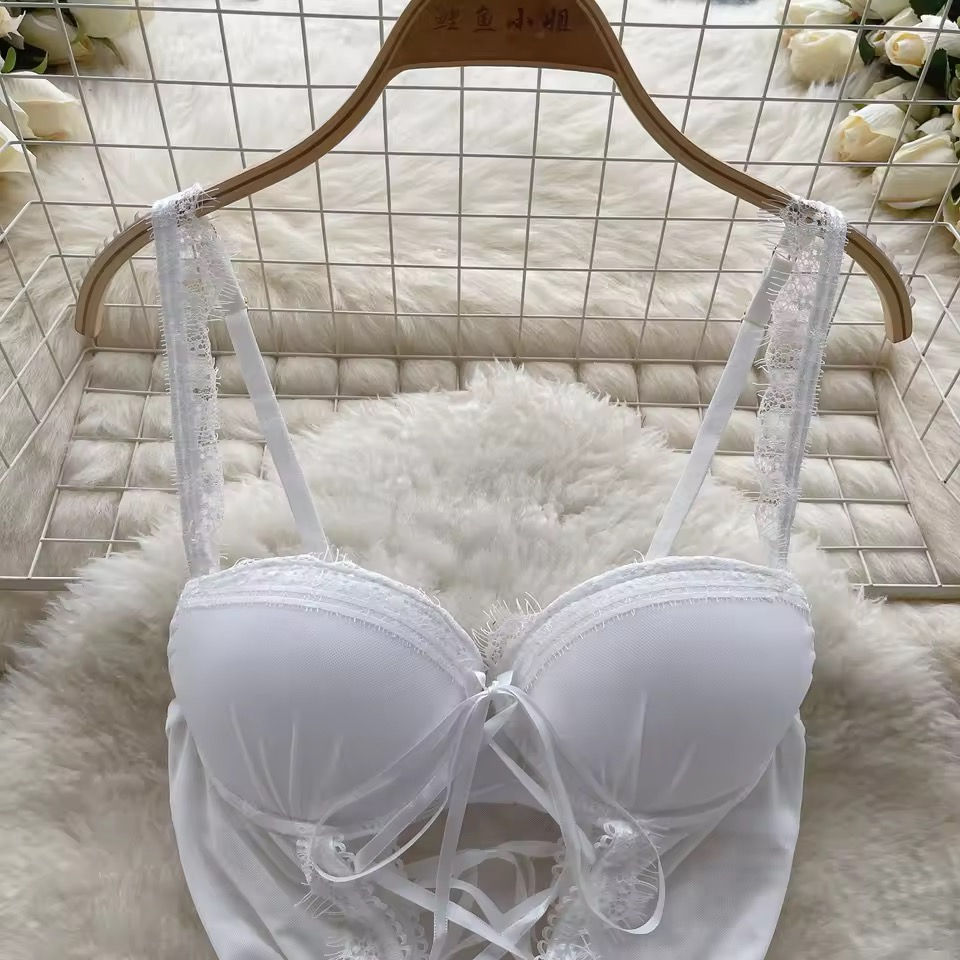 Thumbnail: Sexy Midnight Fantasy White Lace Lingerie Set