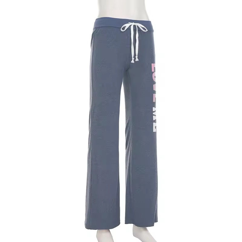 Thumbnail: Love Me Y2K Low-Rise Flare Pants – Knit Lounge Trousers with Letter Print