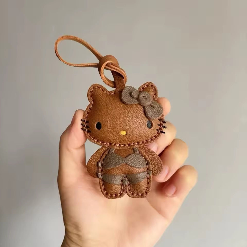 Hello Kitty Leather Hanging Charm (In A Cocoa Fit)