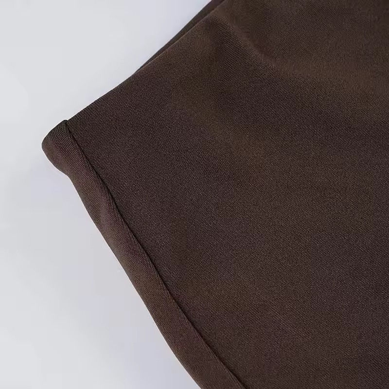 Thumbnail: Casual Basic Mini Skirt With Shorts - Brown 