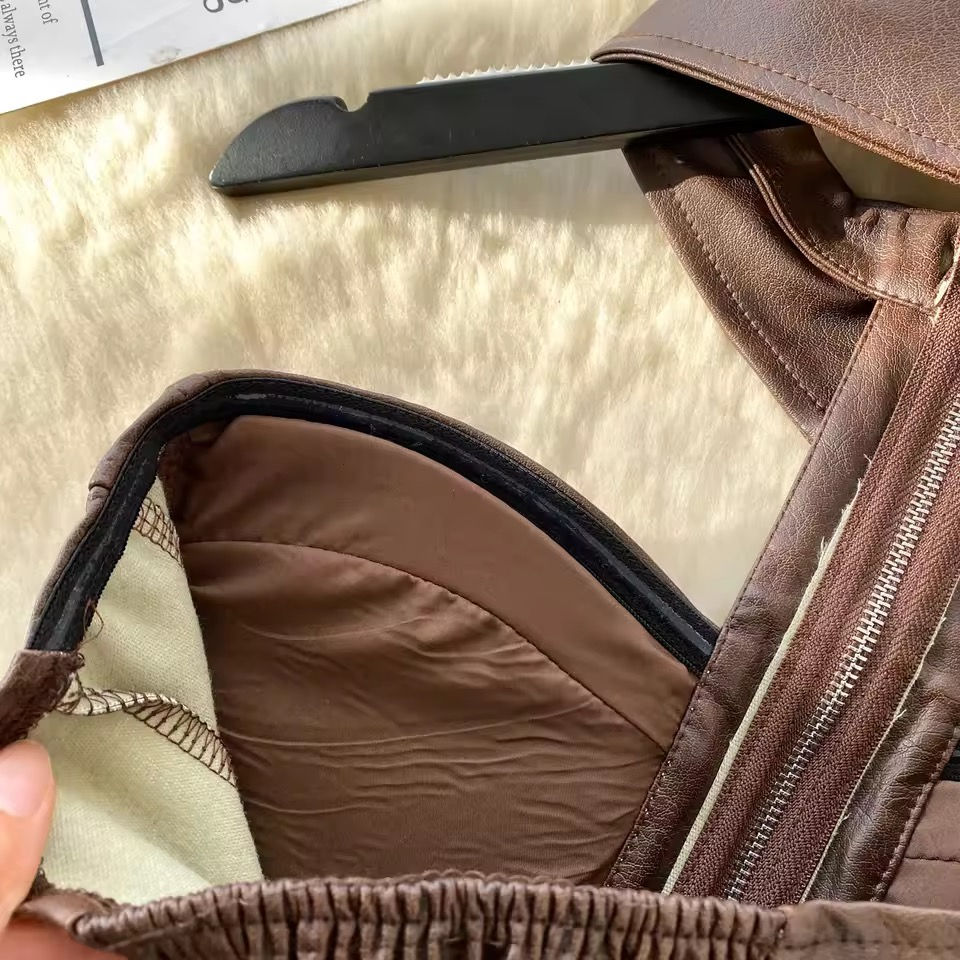 Thumbnail: American Retro Leather Top in Black & Brown 