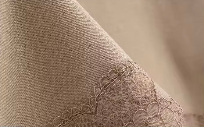 Thumbnail: Baddies Lace Trim Mini Dress & Sheer Kimono Cardigan Set – Nude Beige