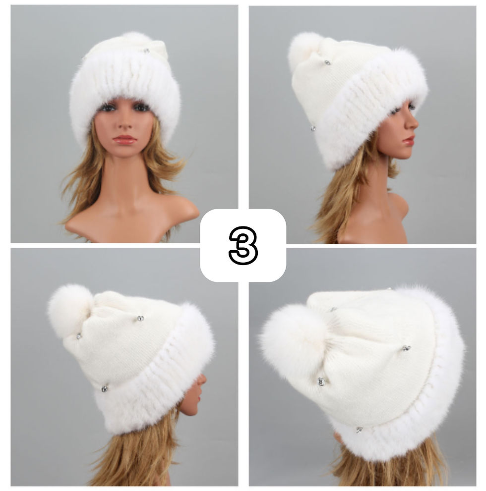 Thumbnail: Knitted Real Mink Fur Beanies Hat