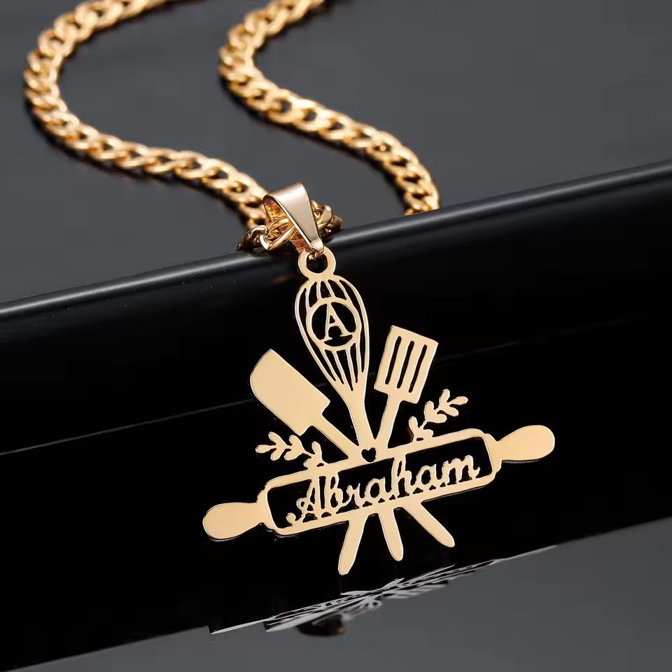 Personalized Chef Name Pendant Stainless Steel Necklace