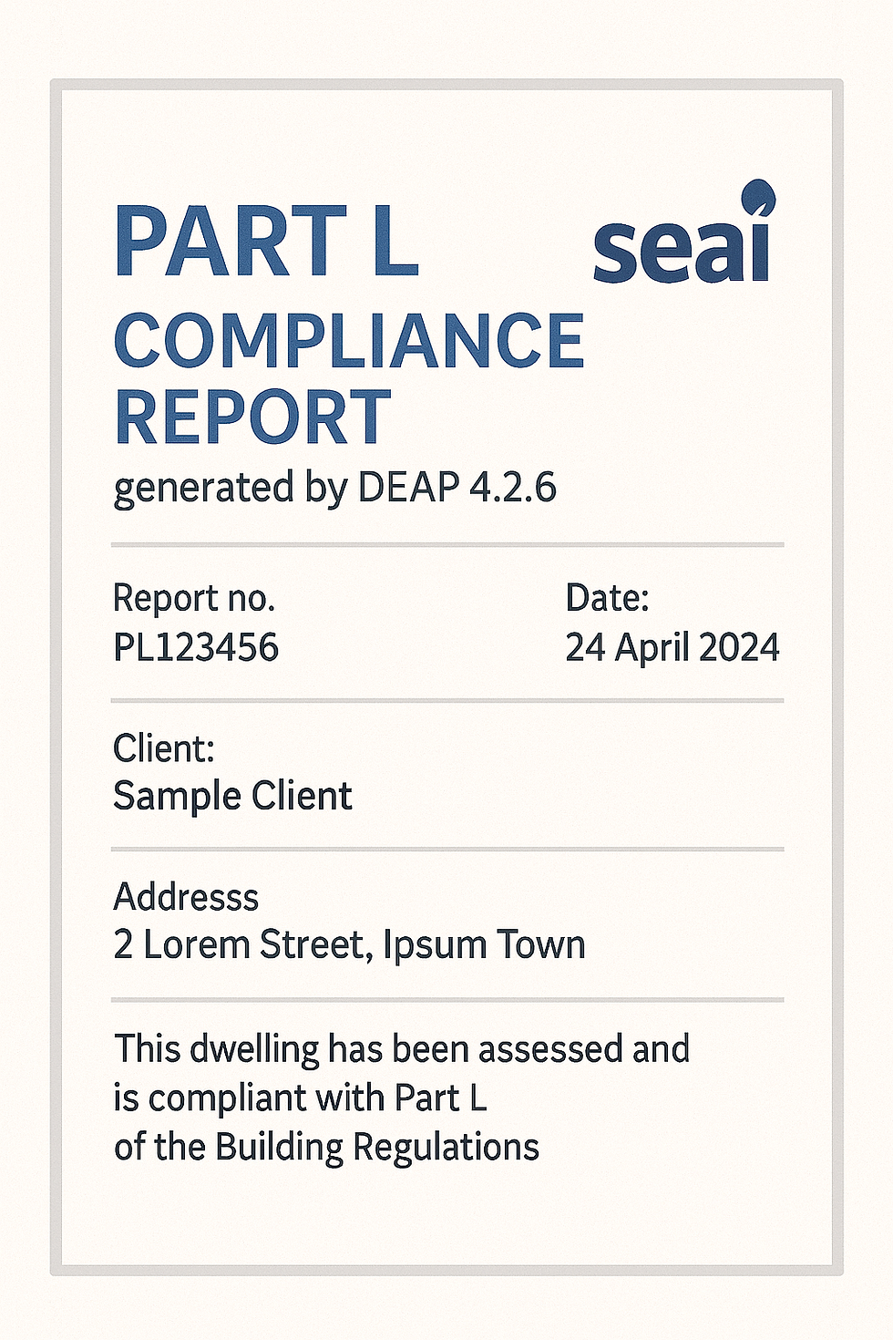 Provisional BER DEAP Part L Compliance Report