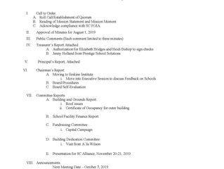 Board Meeting - September 9, 2019