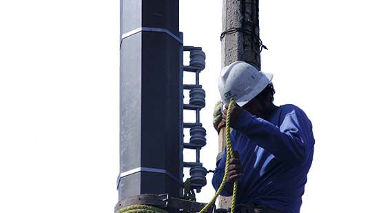 poste hectagonal de fibra de vidrio