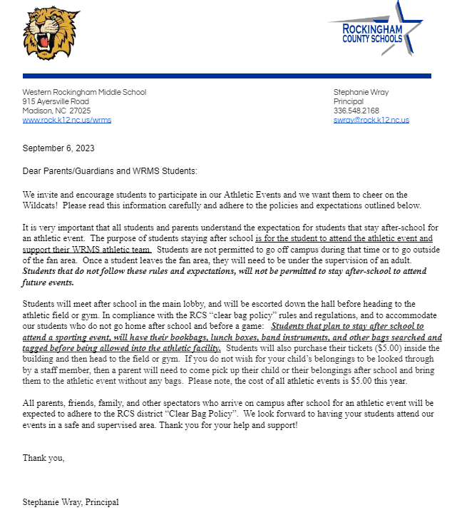NC Public Schools | Western Rockingham Middle School | United States