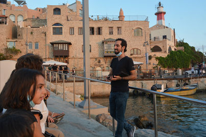 Doron Jamchi tour guide on a family private tour in the old Jaffa port