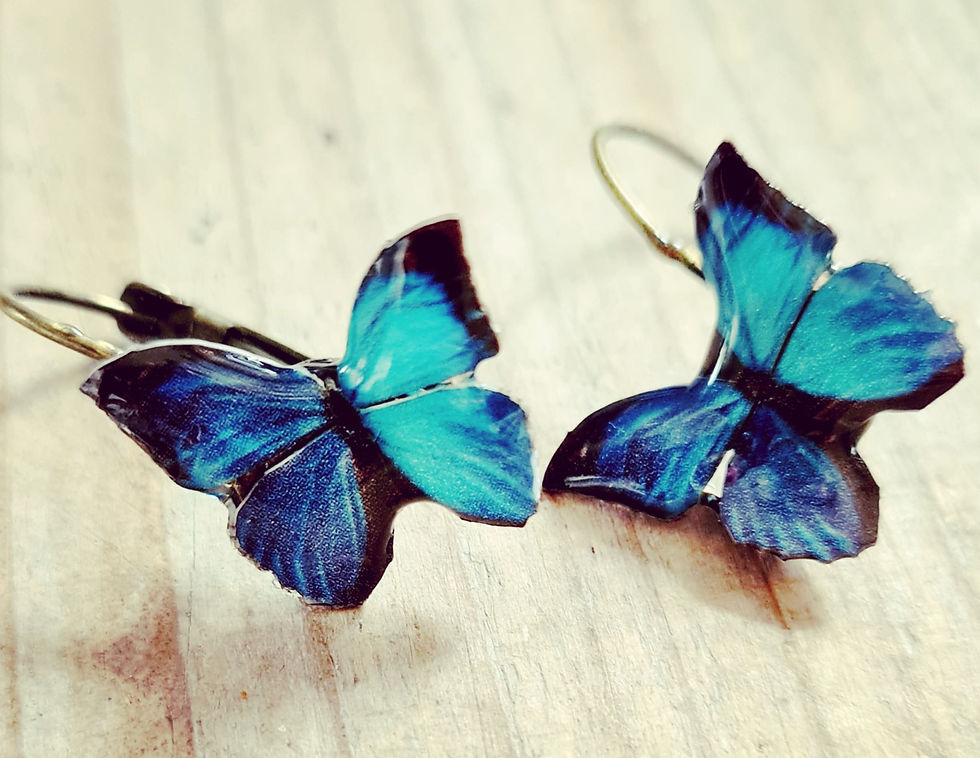 Thumbnail: Oorbellen vlinder Morpho Rhetenor Blue 