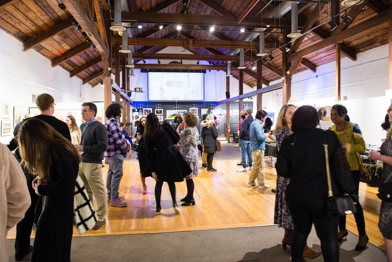 A crowd of guests enjoying food and music at Soul•Fête
