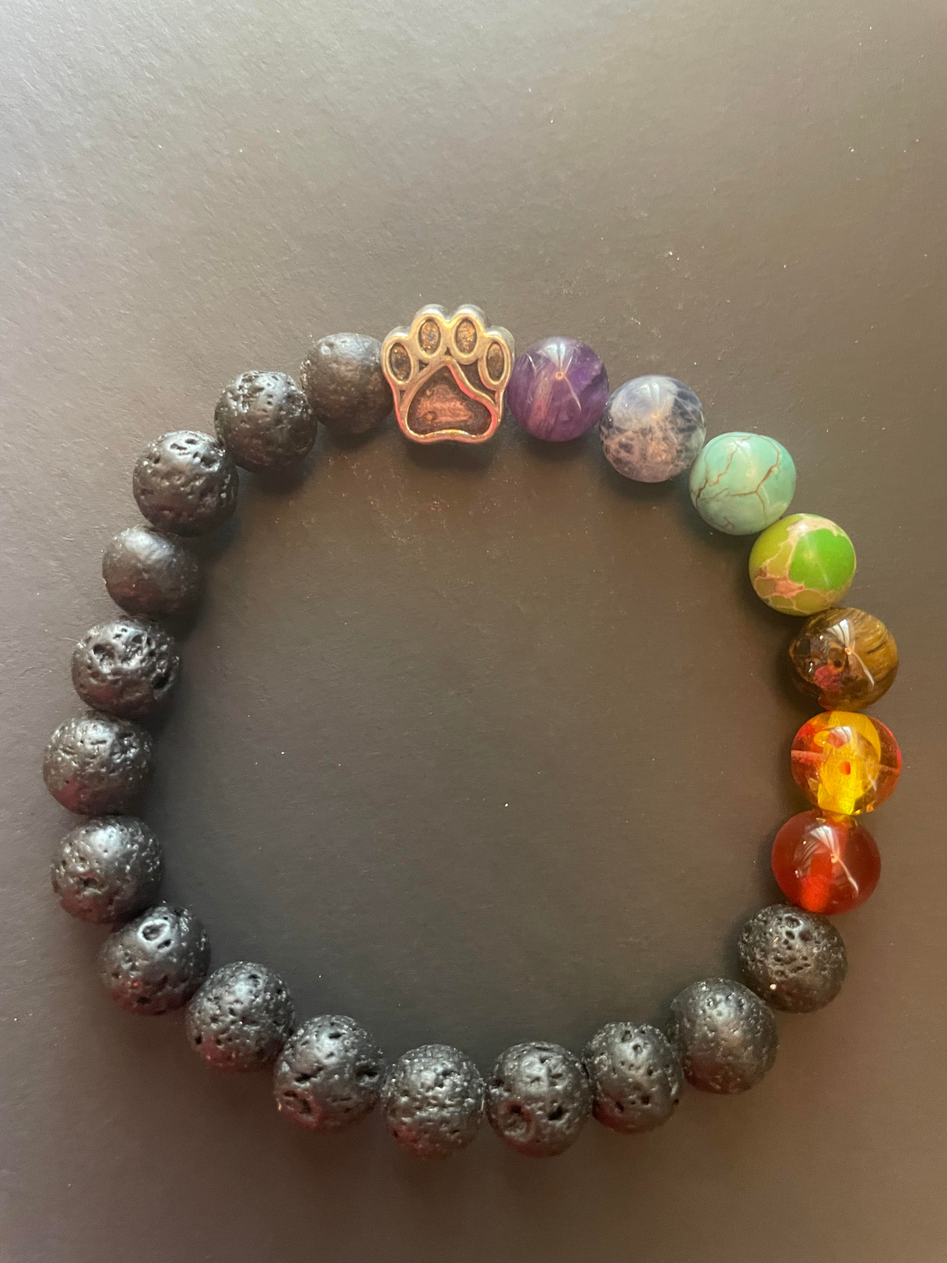 Multicolored Dog Paw Bead Bracelet