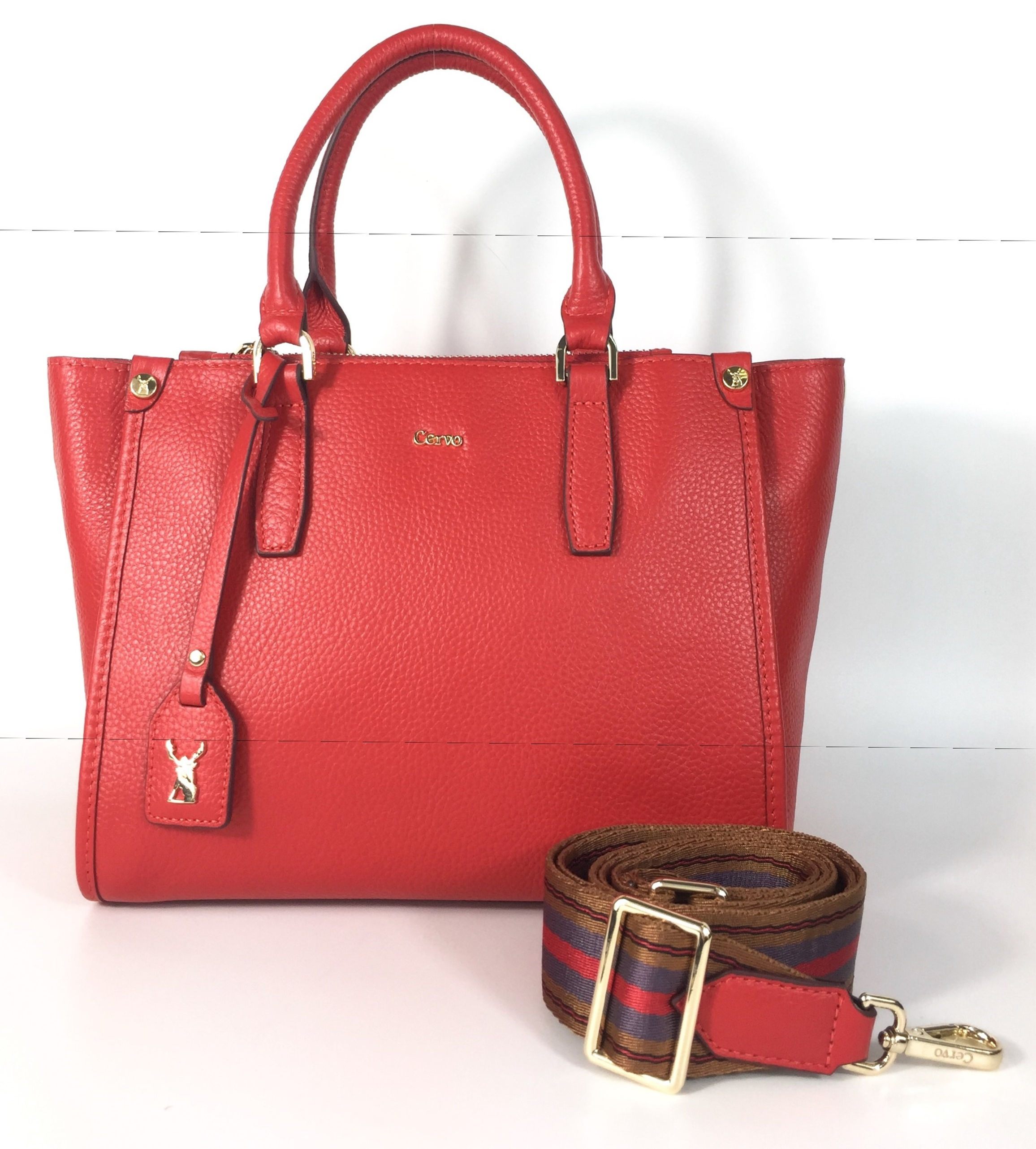 CERVO 牛皮手挽袋 紅色