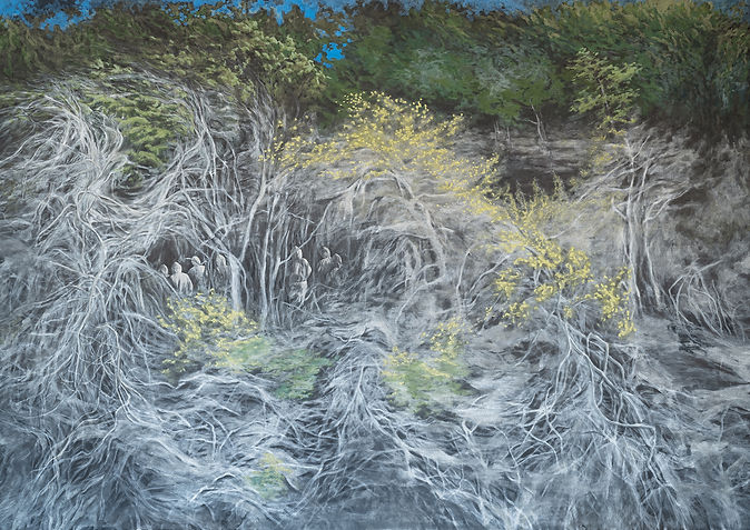 전은희,  우리의 밤은 너무 밝다  143x203cm  장지에 채색  2021.jpg