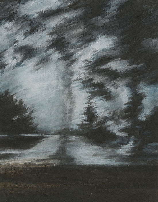 밤의속도1 (Speed of night 1) 41x32cm,  한지에 채