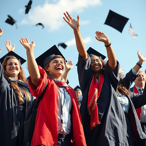 scholar students cheering up in background flight take off .jpg