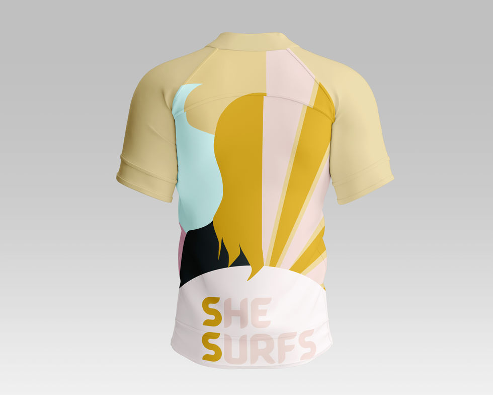 Lycra for a surf school called She Surf based in Tenerife. You can see a women watching the waves