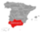 Map of Spain, highlighting Andalusia, the birthplace of Flamenco