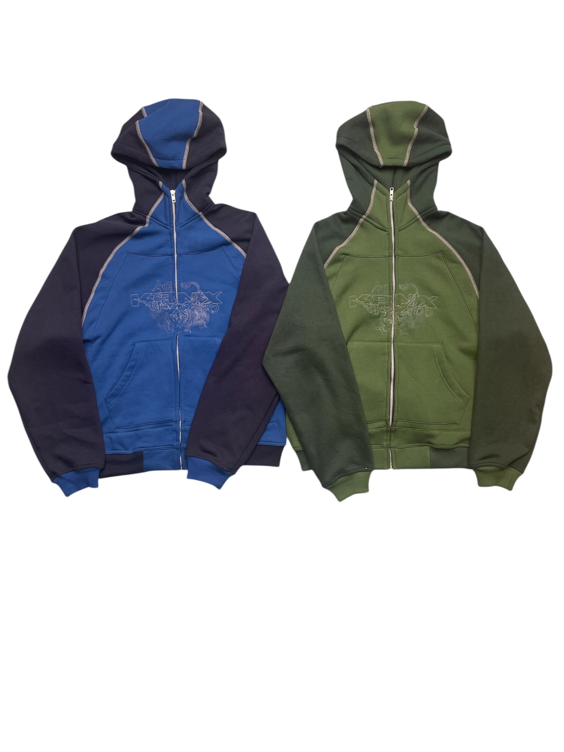 Classic Contrast Stitch Zip Up Hoodie