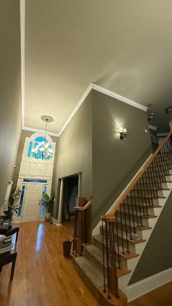Fron entrance of home painted in green