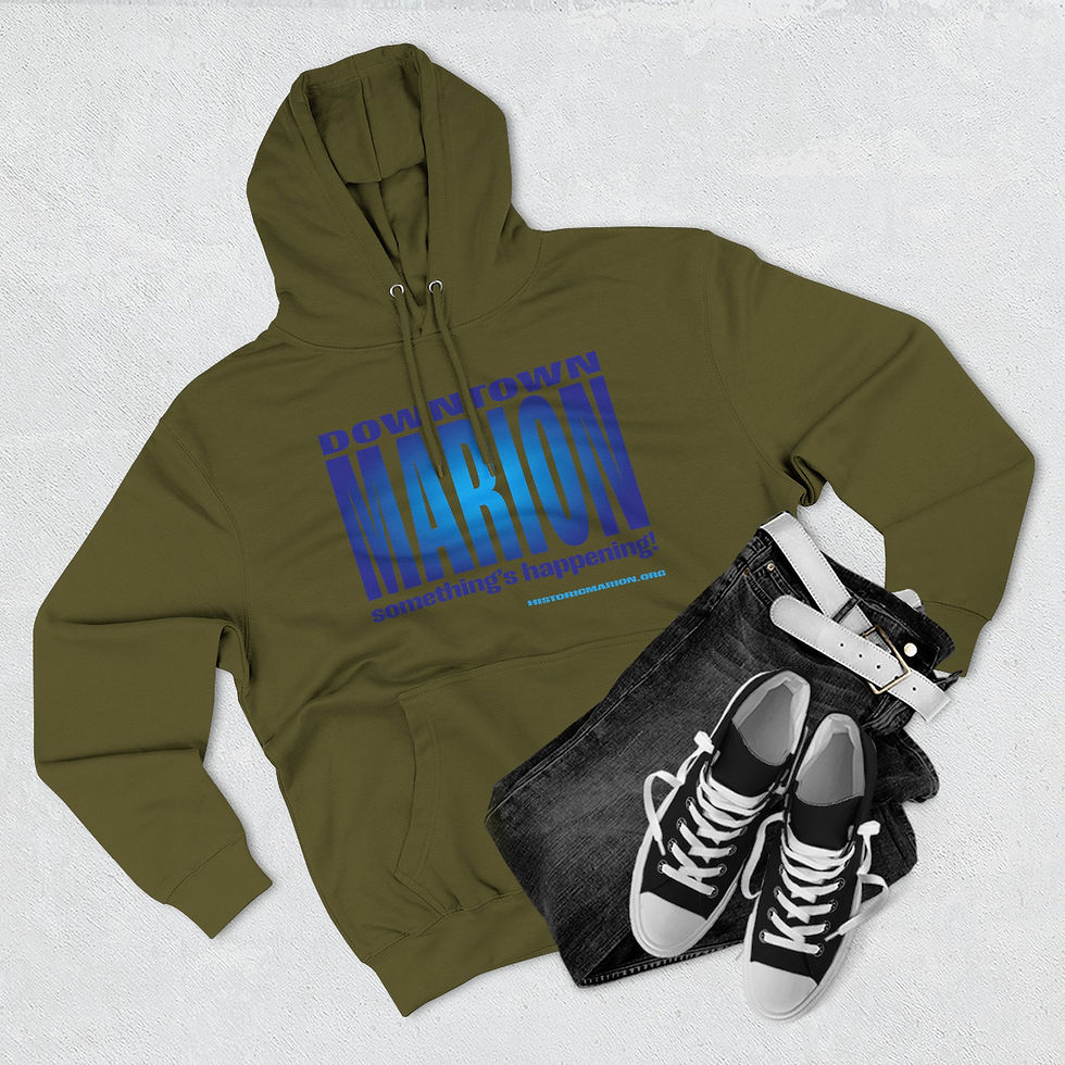 Thumbnail: Downtown Marion Hoodie — "Something's Happening" Block Graphic Pullover