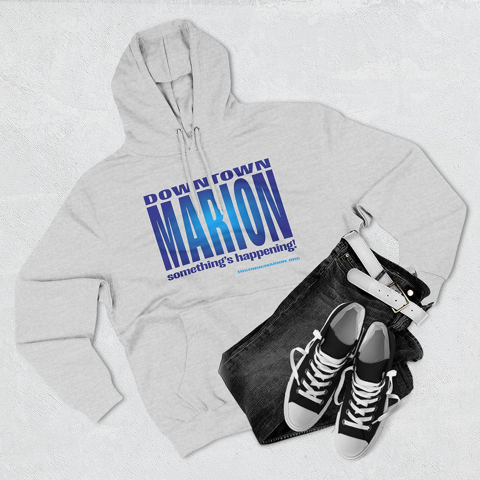 Thumbnail: Downtown Marion Hoodie — "Something's Happening" Block Graphic Pullover