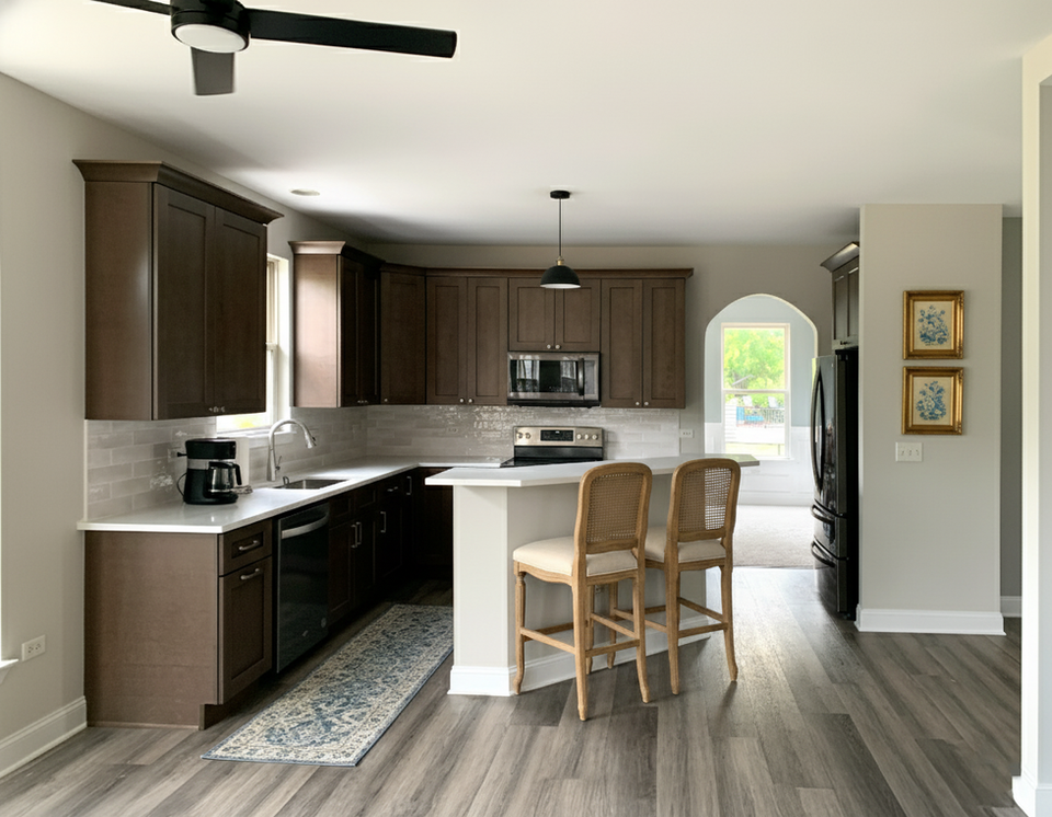 transitional modern kitchen, nkbc cabinets,