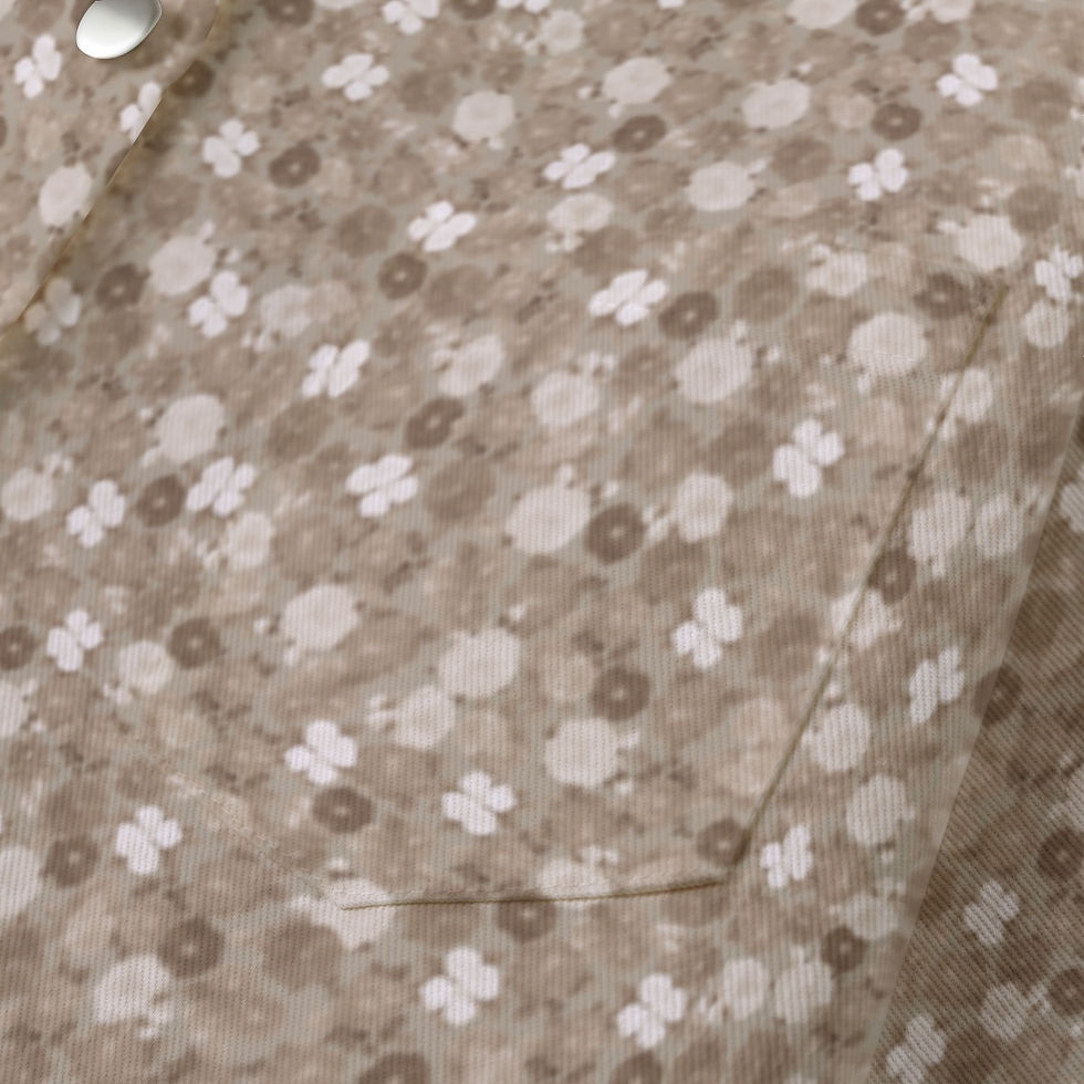 Thumbnail: Ladies Cropped Jacket | 245GSM Cotton Biege Taupe Floral